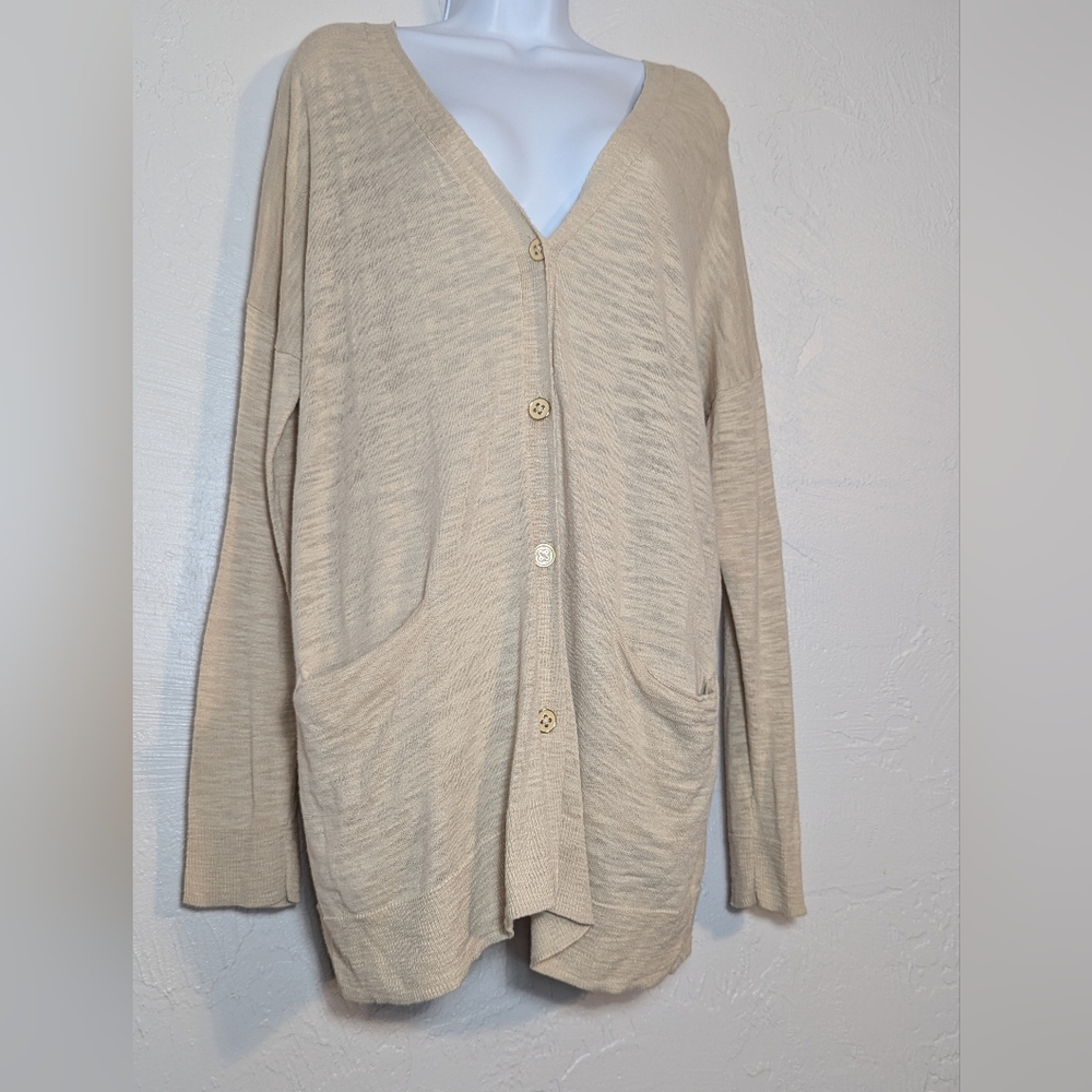 Cream Knit Office Cardigan Minimalist Capsule Coastal Teacher Lagenlook Layer